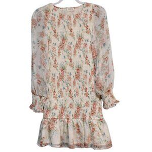 NWT Storia Anthropologie Dress Small Floral Smocked Preppy Sheer Feminine Dainty